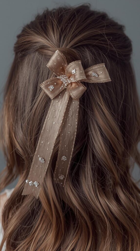 4. Half-Up Hairstyle with Ribbon