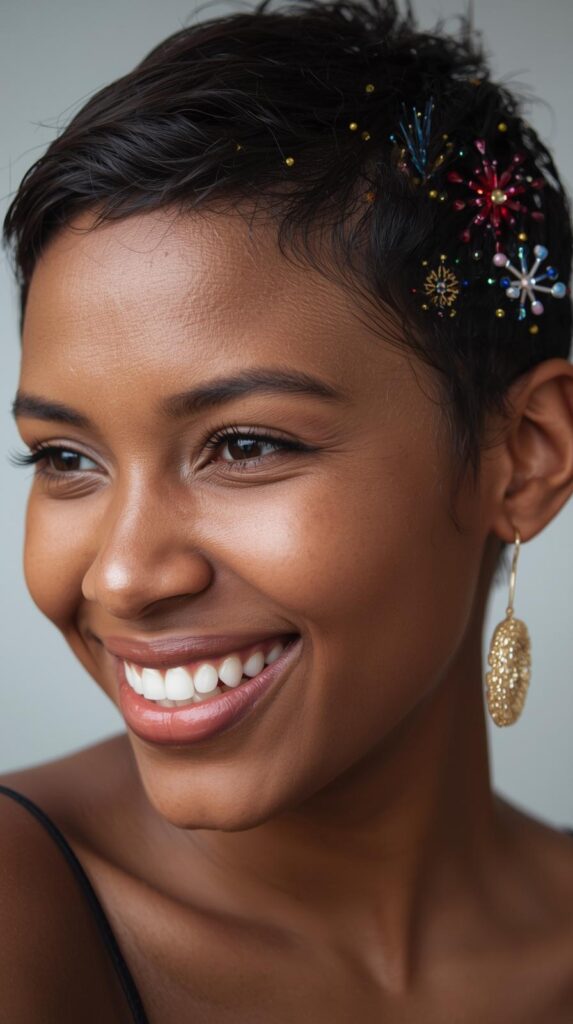 4. Short Hair with Festive Hair Clips