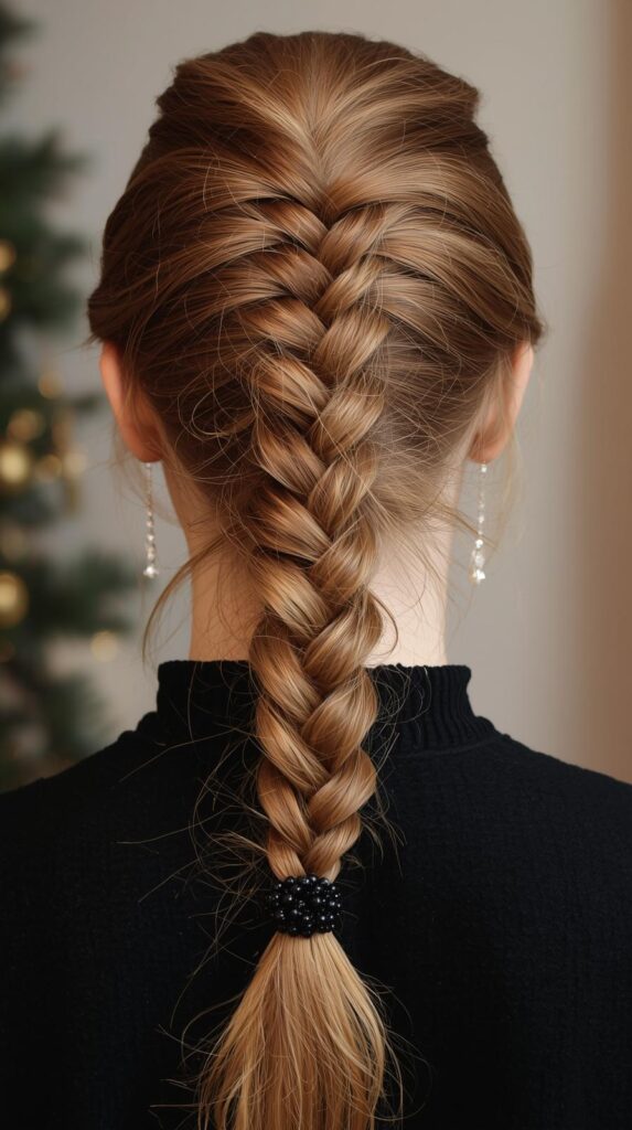 4. Textured Ponytail for a Modern Christmas Carol Look