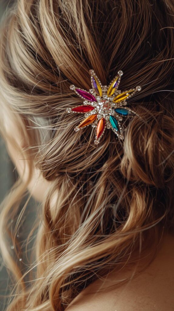 5. Loose Waves with a Festive Hair Clip