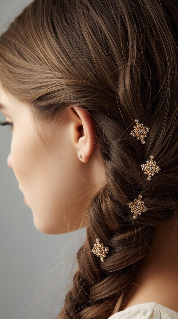 5. Side Braid with Hair Clips