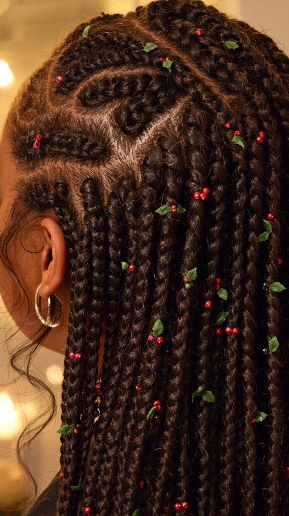 5. Zigzag Part Christmas Cornrow Hairstyle