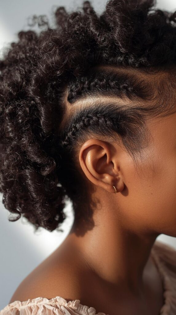 6. Short Curly Updo With Twisted Sides