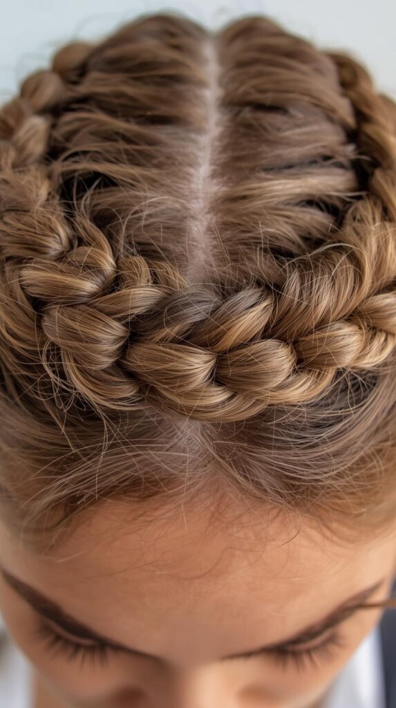 6. Textured Braided Crown with Volume