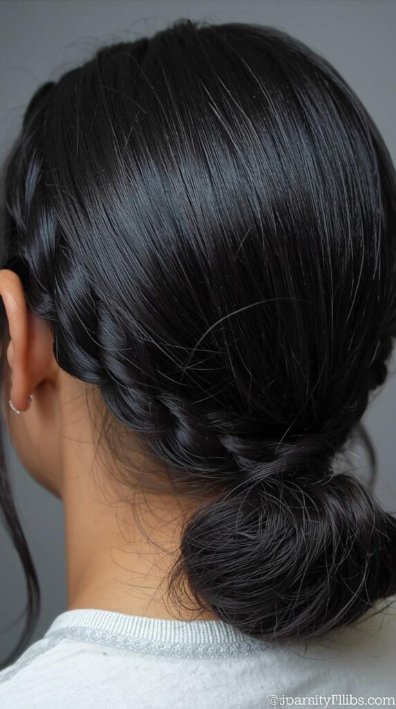 8. Braided Low Ponytail
