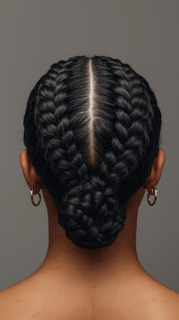 8. Cornrows into a Low Bun