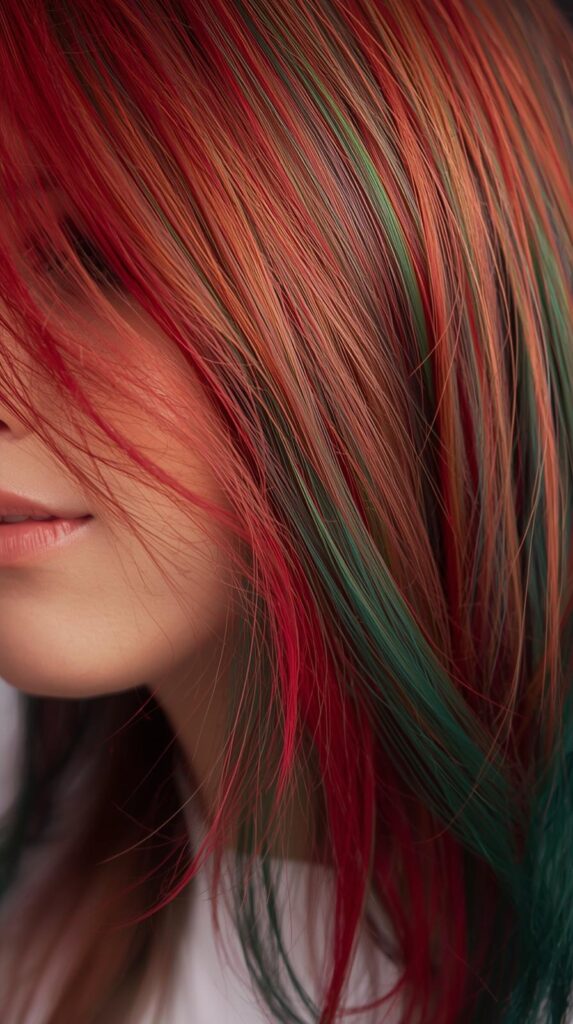 8. Red and Green Balayage