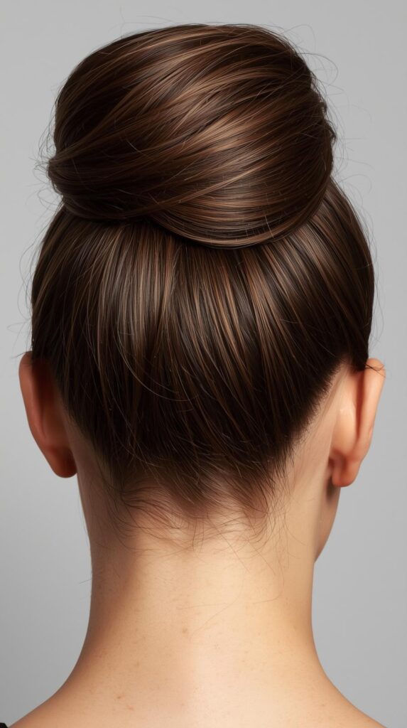 9. High Bun with Sleek Finish