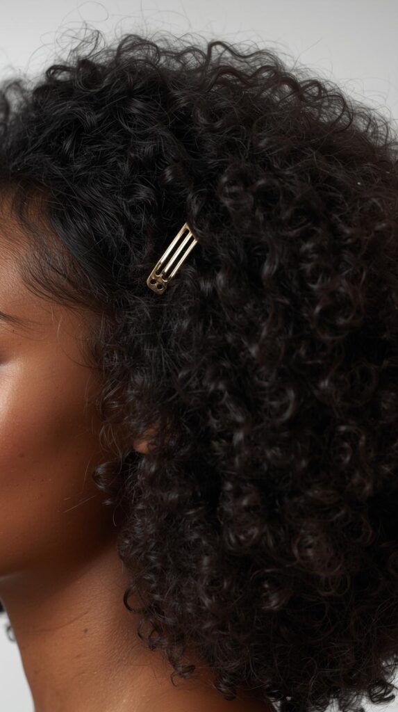 9. Natural Curls with Simple Clip