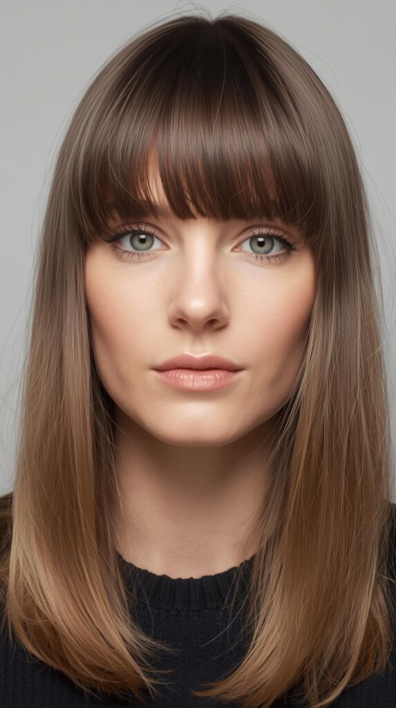 1. Classic Straight Hair With Soft Bangs