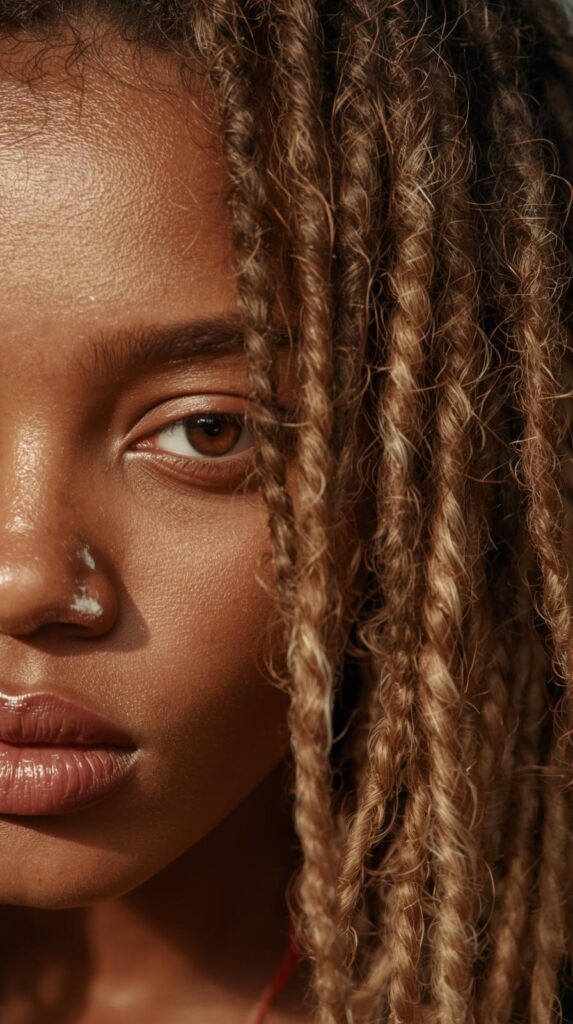 1. Soft Curly Dreadlocks with Side Part