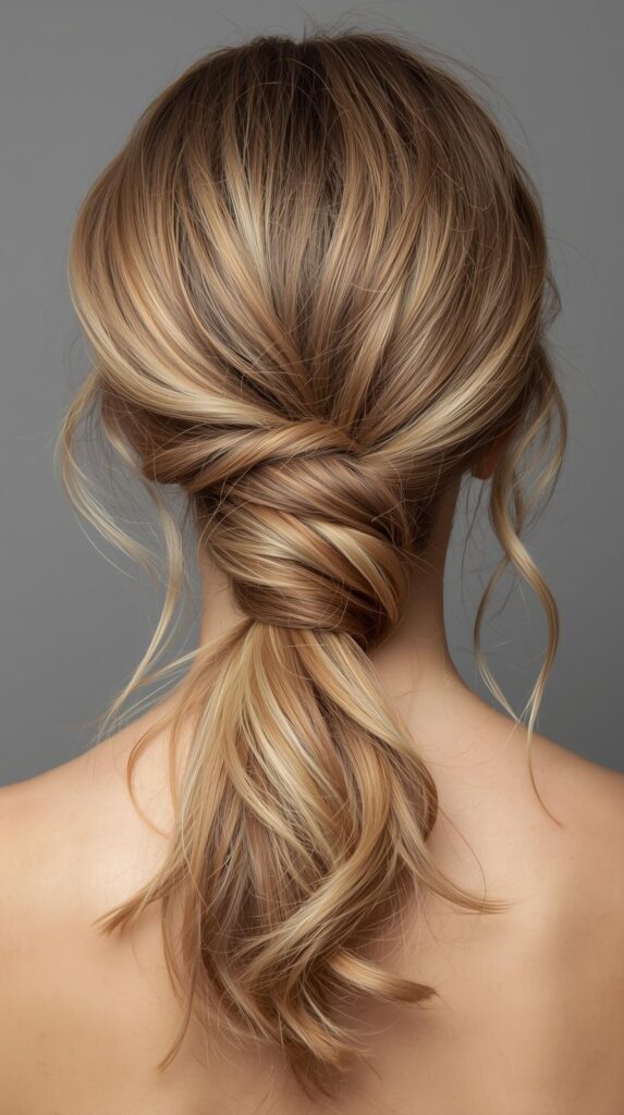 1. Soft Low Ponytail with Face-Framing Pieces
