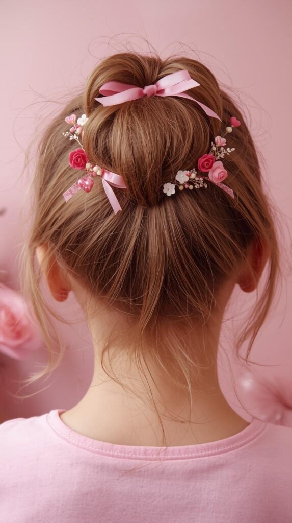 10. Bubble Ponytail with Valentine Accessories