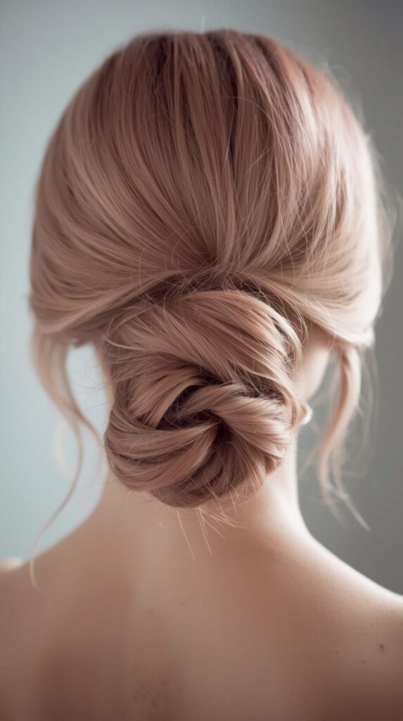 10. Dusty Pink Low Bun Hairstyle