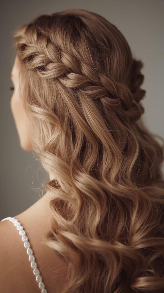 10. French Lace Braid with Romantic Waves