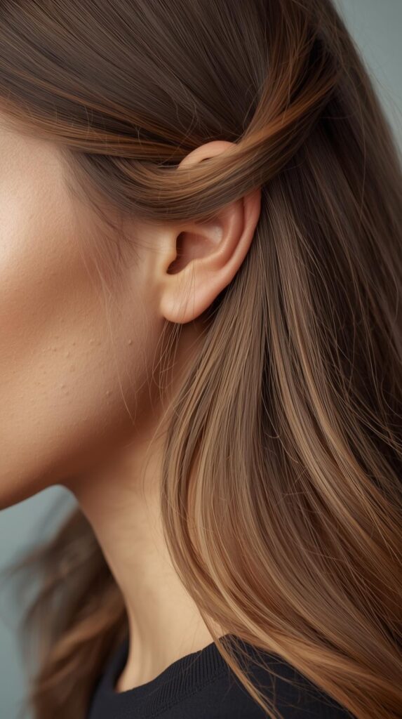 10. Tucked-Behind-the-Ear Long Hair Style