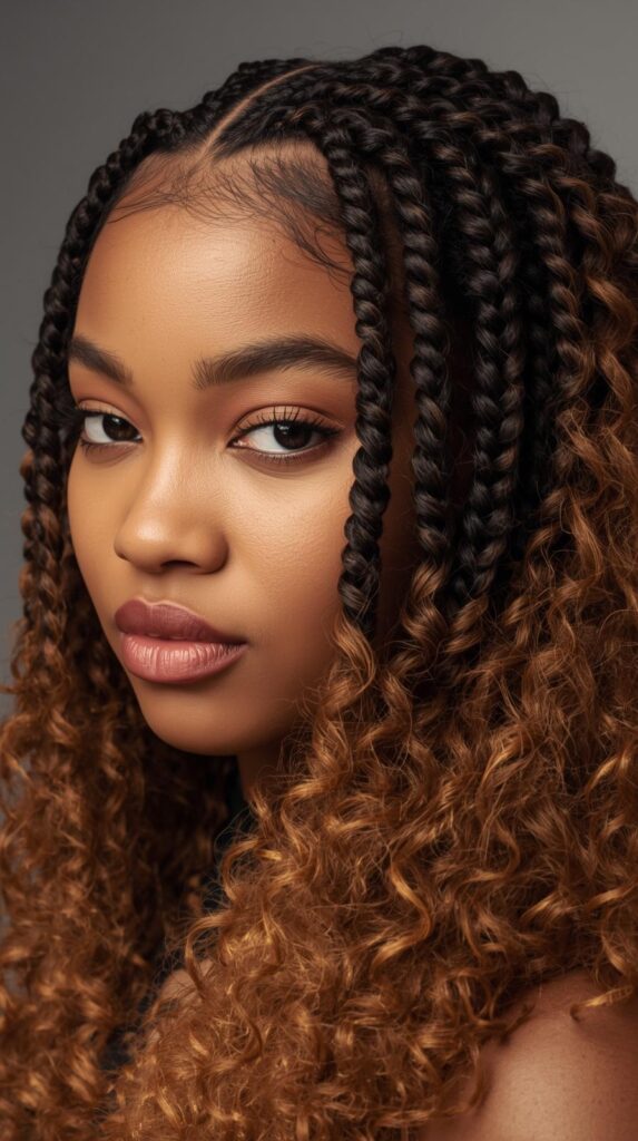 11. Cornrows With Curly Ends