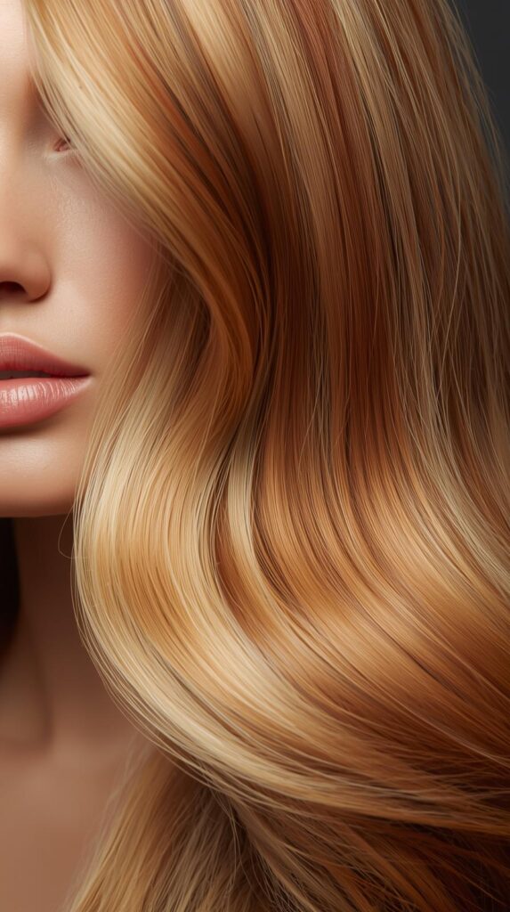 11. Golden Blonde and Copper Hair for Long Styles