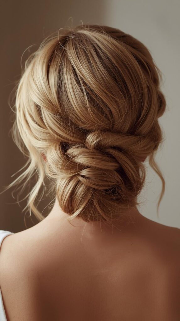 11. Low Twisted Updo for Valentine’s Night