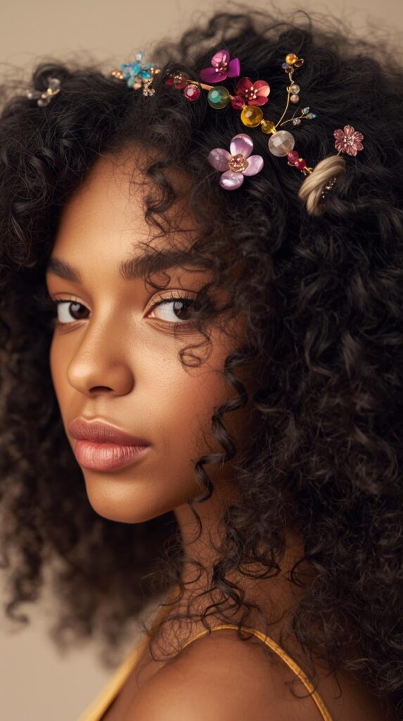 12. Curly Hair with Hair Accessories