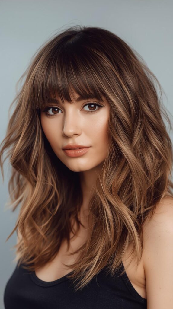 12. Layered Blowout With Bangs