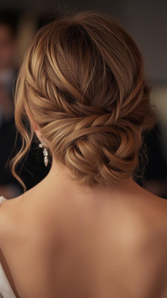 12. Low Braided Updo for Valentine’s Night