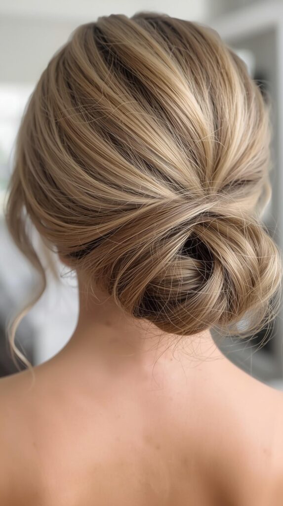 12. Soft Low Bun with Center Part