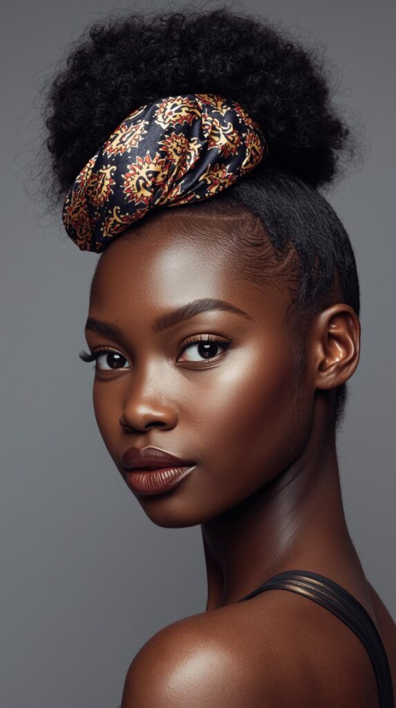 13. High Bun with Decorative Hair Wrap