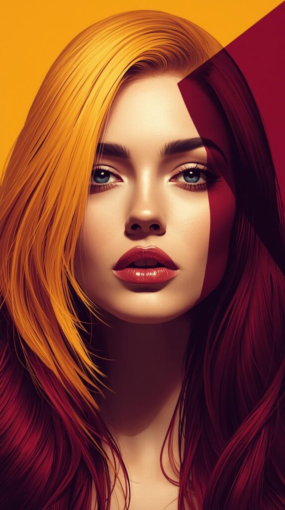 13. High-Contrast Golden Blonde and Burgundy Look