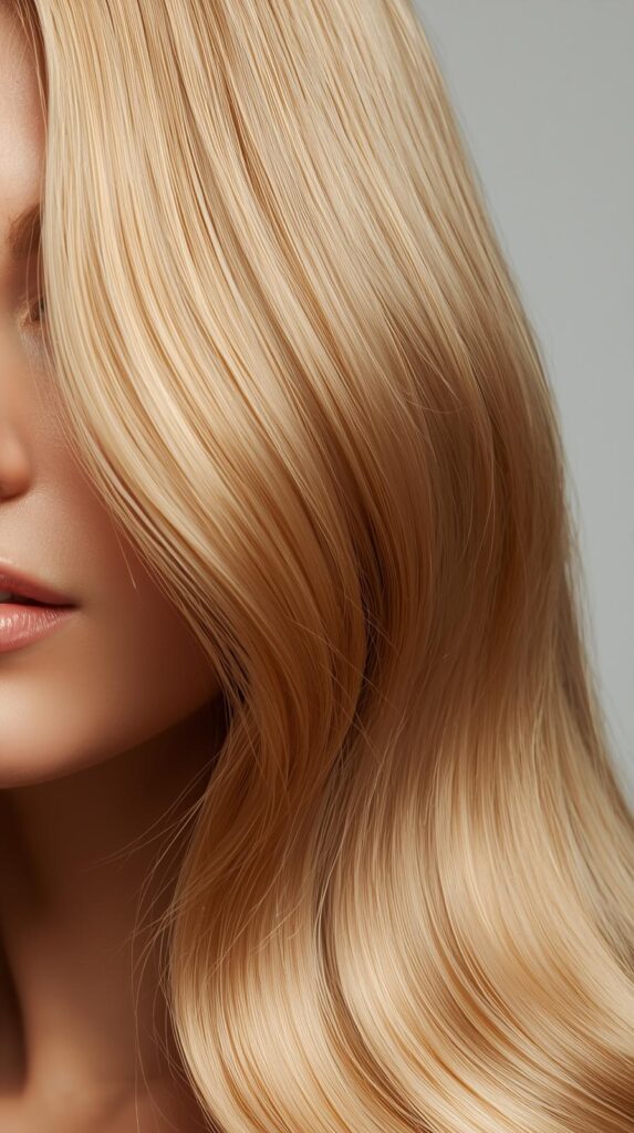 14. Glossy Honey Blonde Finish for Healthy-Looking Hair