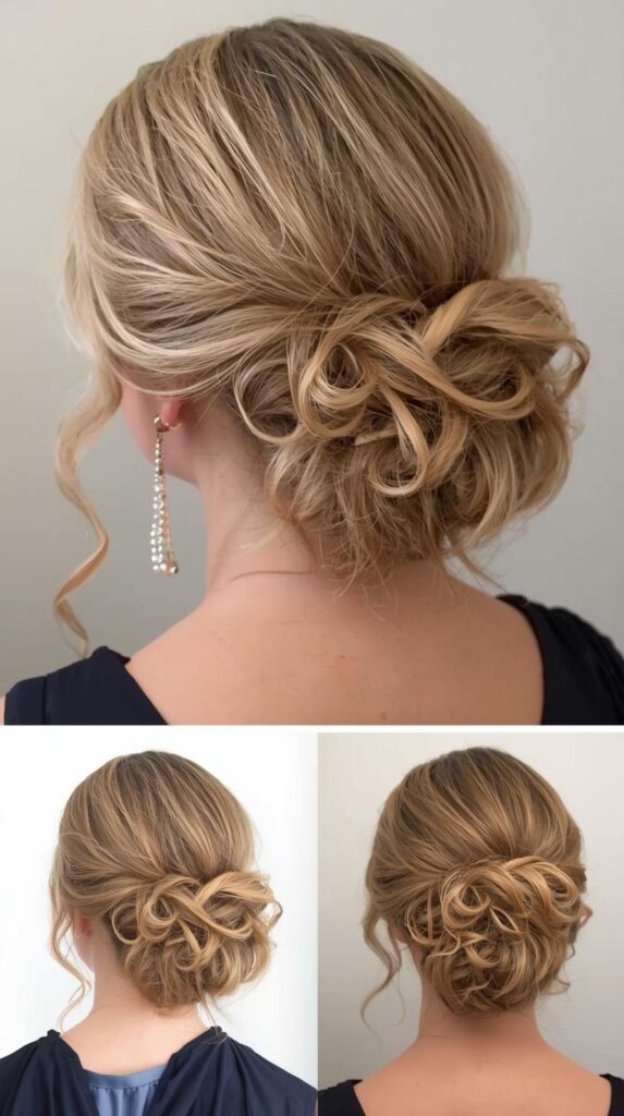 15. Curly Side Bun for Prom