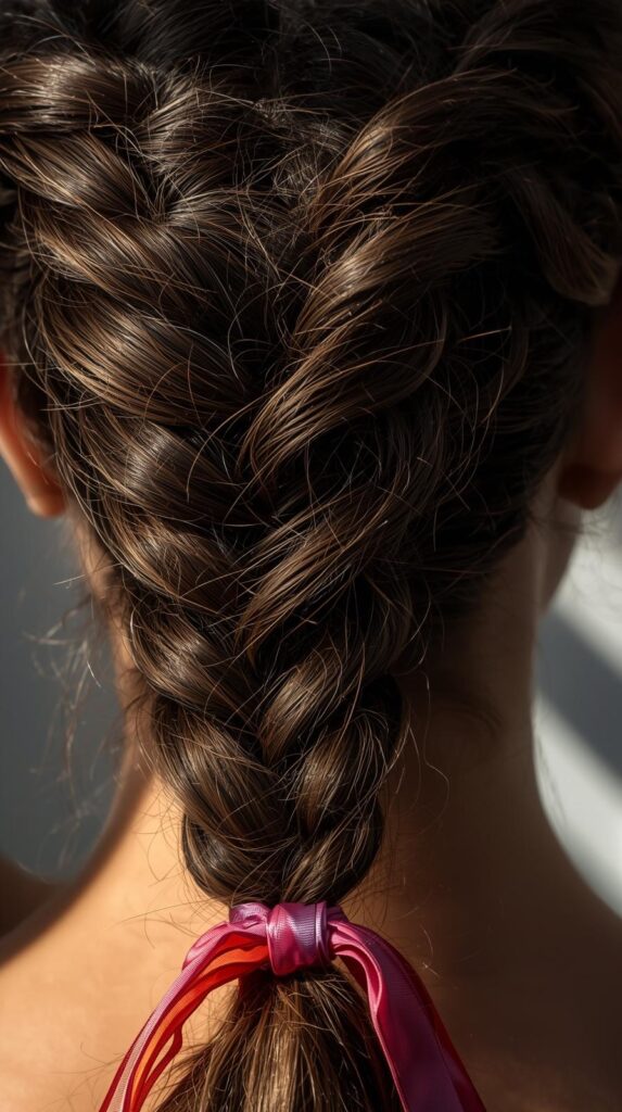 2. Double Dutch Braids with Ribbon Accents