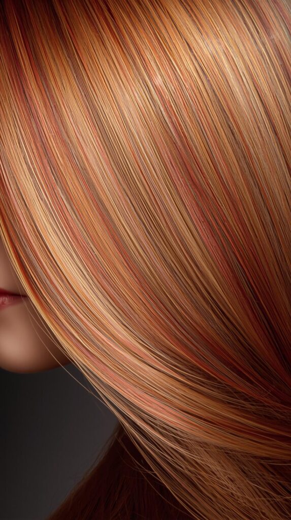 2. Golden Blonde Base with Copper Highlights