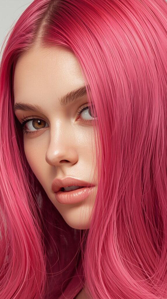 2. Rose Pink Straight Hair Look