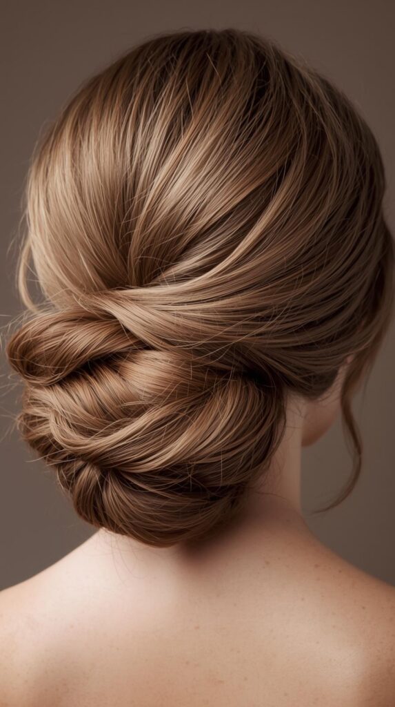 2. Textured Low Chignon with Soft Waves