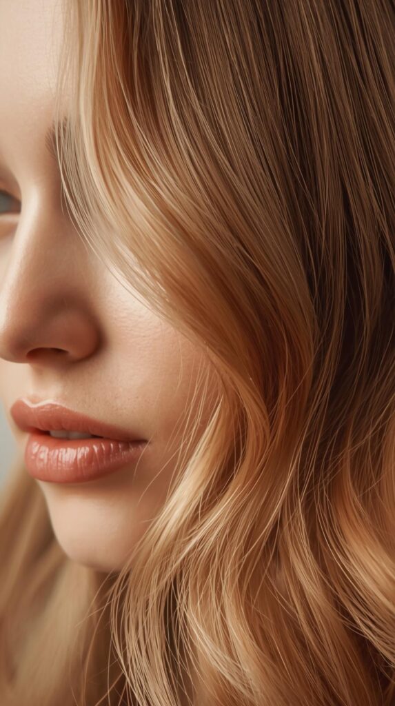 3. Soft Copper Lowlights on Golden Blonde
