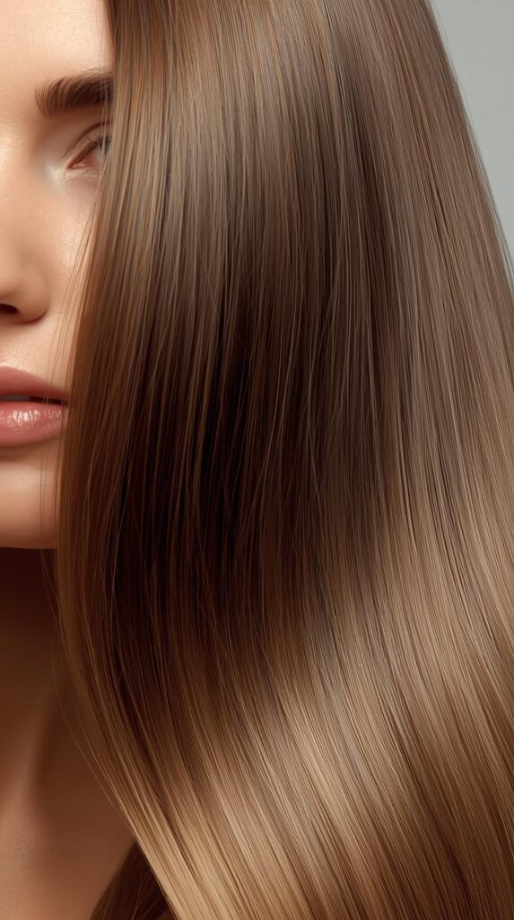 3. Straight Long Hair with a Natural Shine Focus