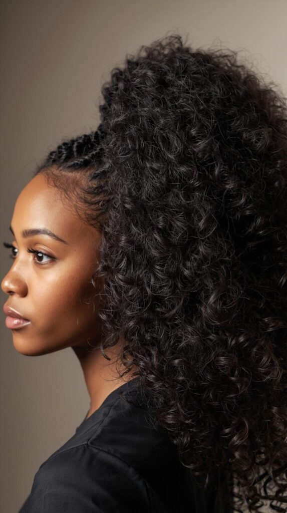 4. High Curly Ponytail