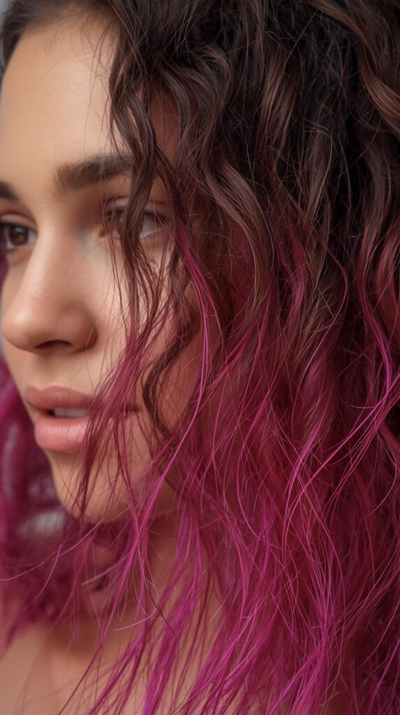 4. Pink Highlights on Natural Hair