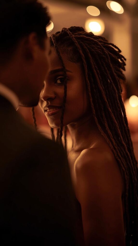 4. Side-Swept Dreadlocks for Valentine’s Night