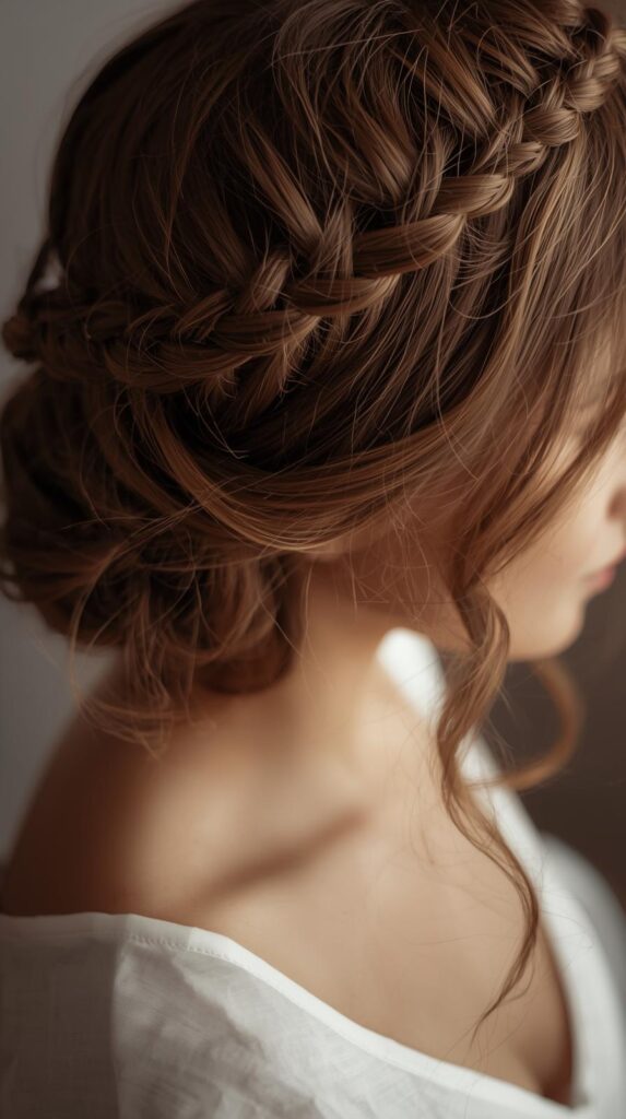 5. Braided Crown for a Romantic Look