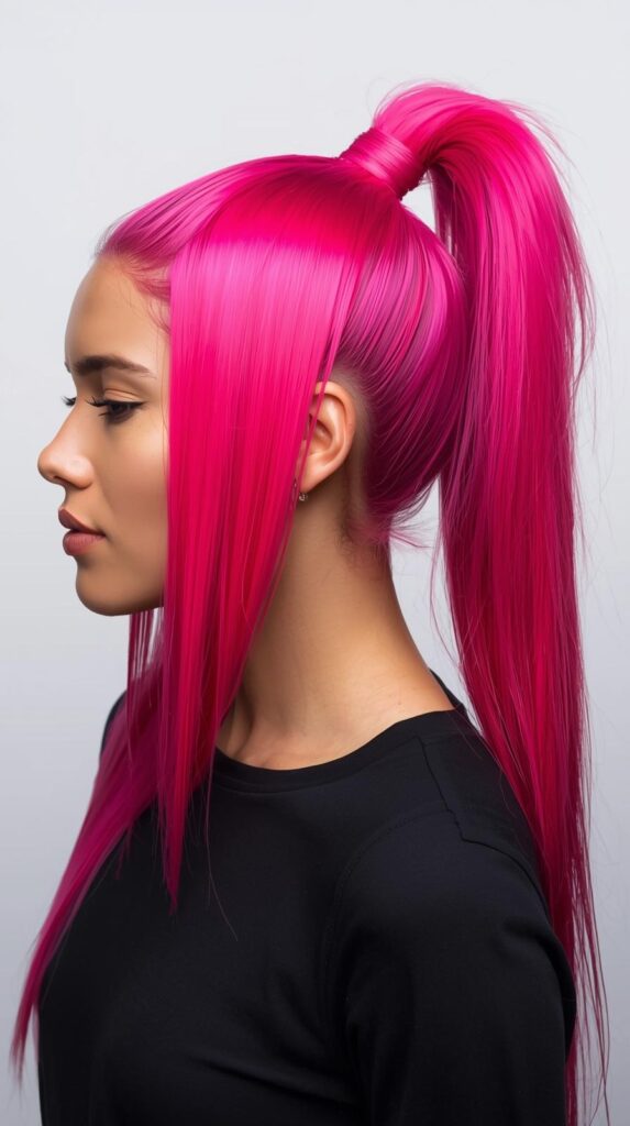 5. Hot Pink High Ponytail