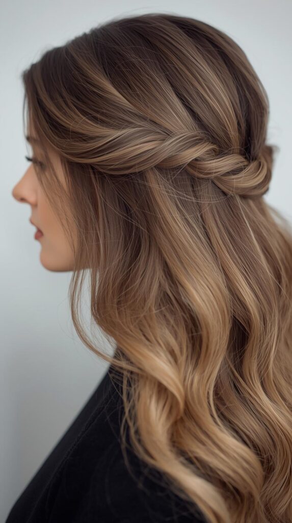 5. Simple Half-Up Hairstyle for Long Winter Hair