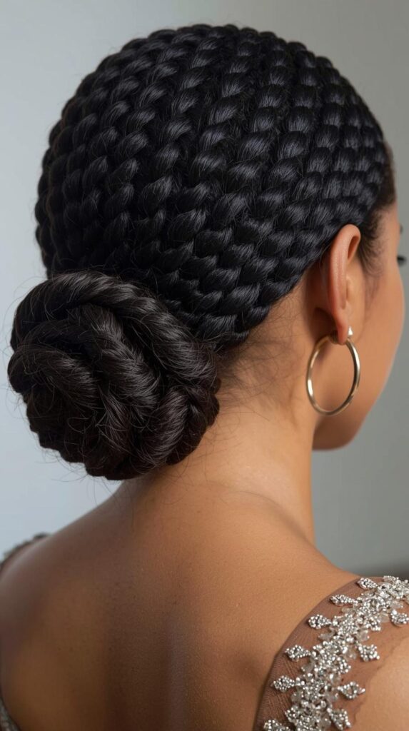 6. Flat Twists Styled Into a Low Bun