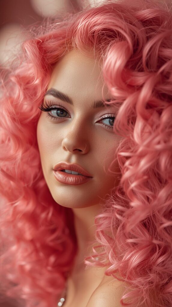 6. Pink Curly Hair Valentine Style