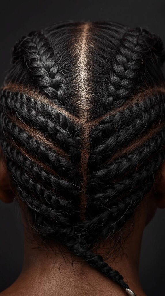 7. Heart-Shaped Cornrow Design