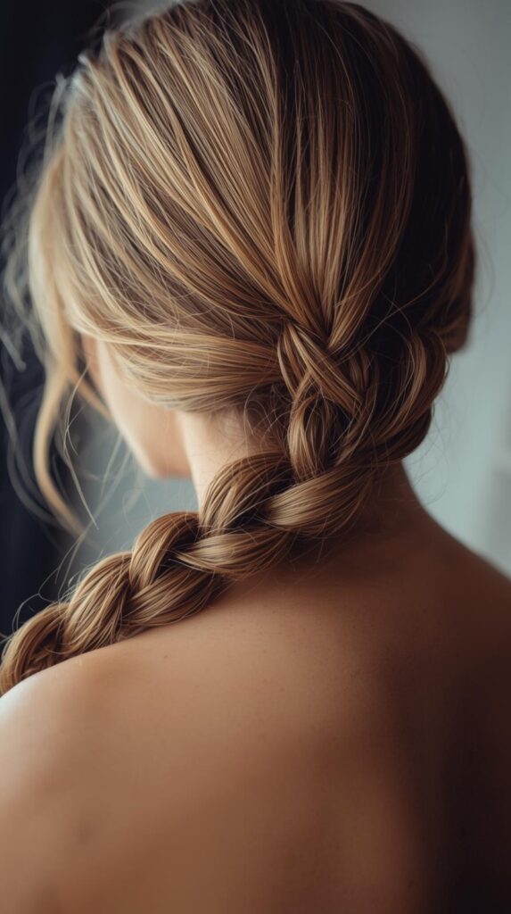 7. Loose Fishtail Braid Over One Shoulder