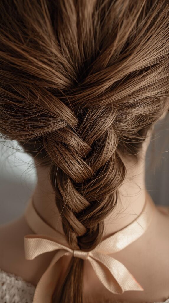 7. Side Braid Finished With Ribbon Tie