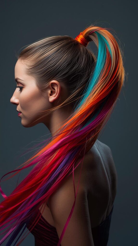 8. High Ponytail With Flowing Ribbon