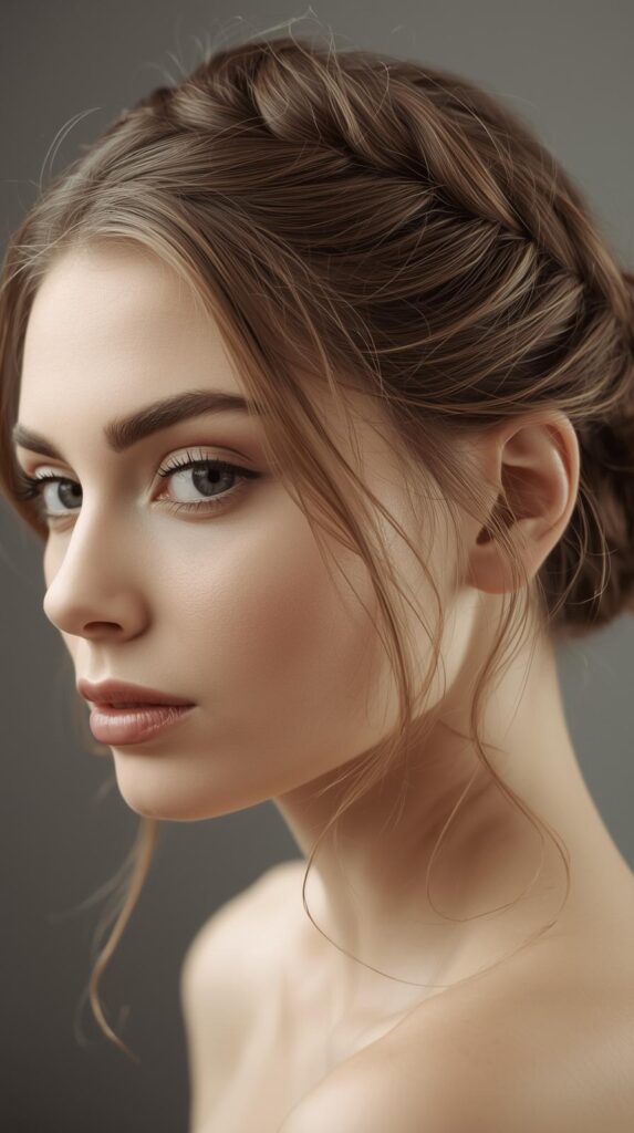 9. Braided Bun with Face-Framing Strands